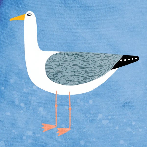 Kids Nautical Art: Seagull Blue by Nic Squirrell