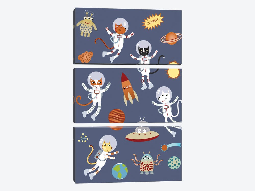Space Cats by Nic Squirrell 3-piece Canvas Wall Art