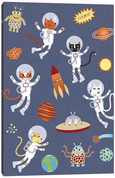 Space Cats Canvas Art Print - Nic Squirrell