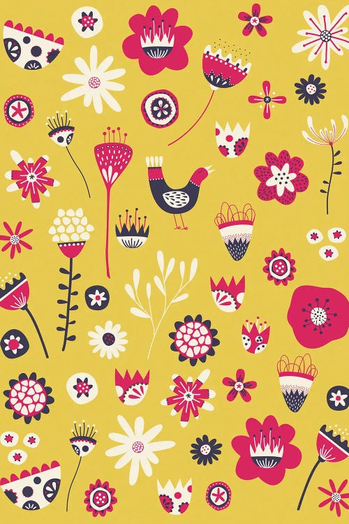 Spring Folk Floral Yellow by Nic Squirrell wall art