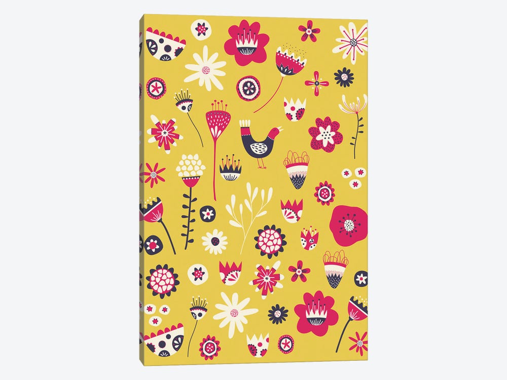 Spring Folk Floral Yellow by Nic Squirrell 1-piece Canvas Art Print