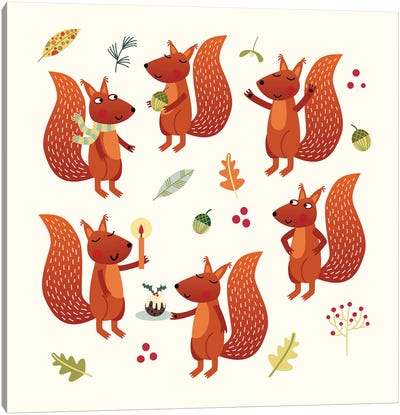 Squirrel Party Canvas Art Print - Nic Squirrell