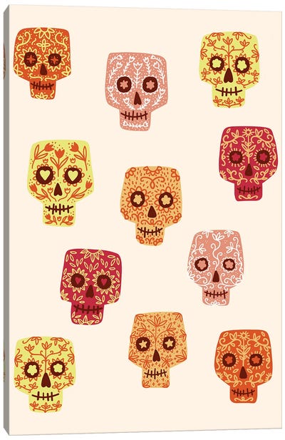 Sugar Skulls Canvas Art Print - Día de los Muertos Art
