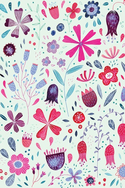 Kennington Flowers Green by Nic Squirrell framed canvas print