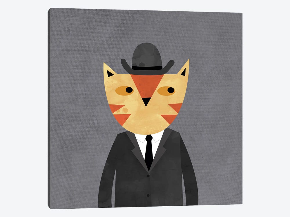 Ginger Cat In A Bowler Hat by Nic Squirrell 1-piece Art Print