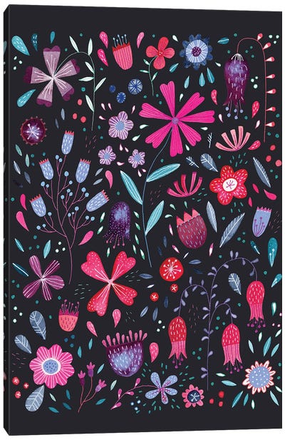 Kennington Flowers Dark Canvas Art Print - Nic Squirrell