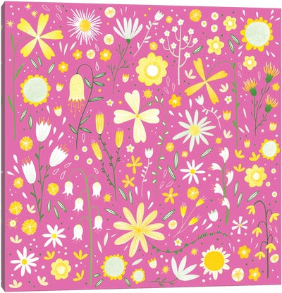 Fresh Flowers Pink Canvas Art Print - Nic Squirrell
