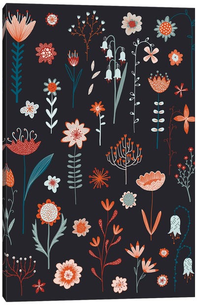 Flowers Of The Summer Dark Canvas Art Print - Nic Squirrell