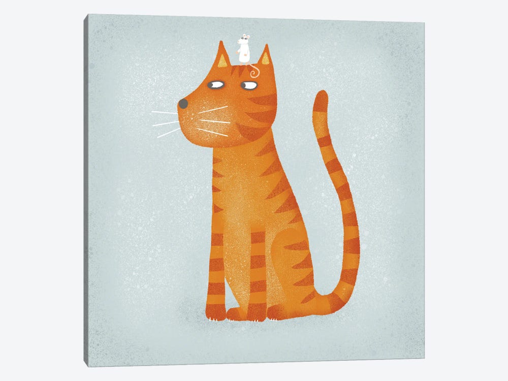 Ginger Cat With Mouse by Nic Squirrell 1-piece Canvas Wall Art