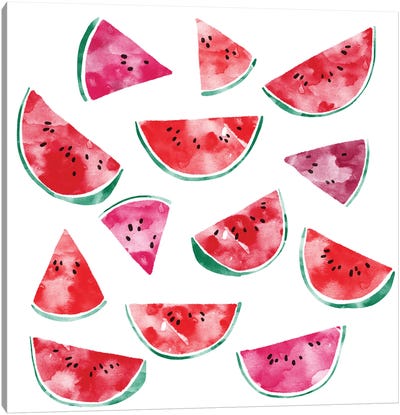 Watermelon Watercolor Canvas Art Print - Melon Art