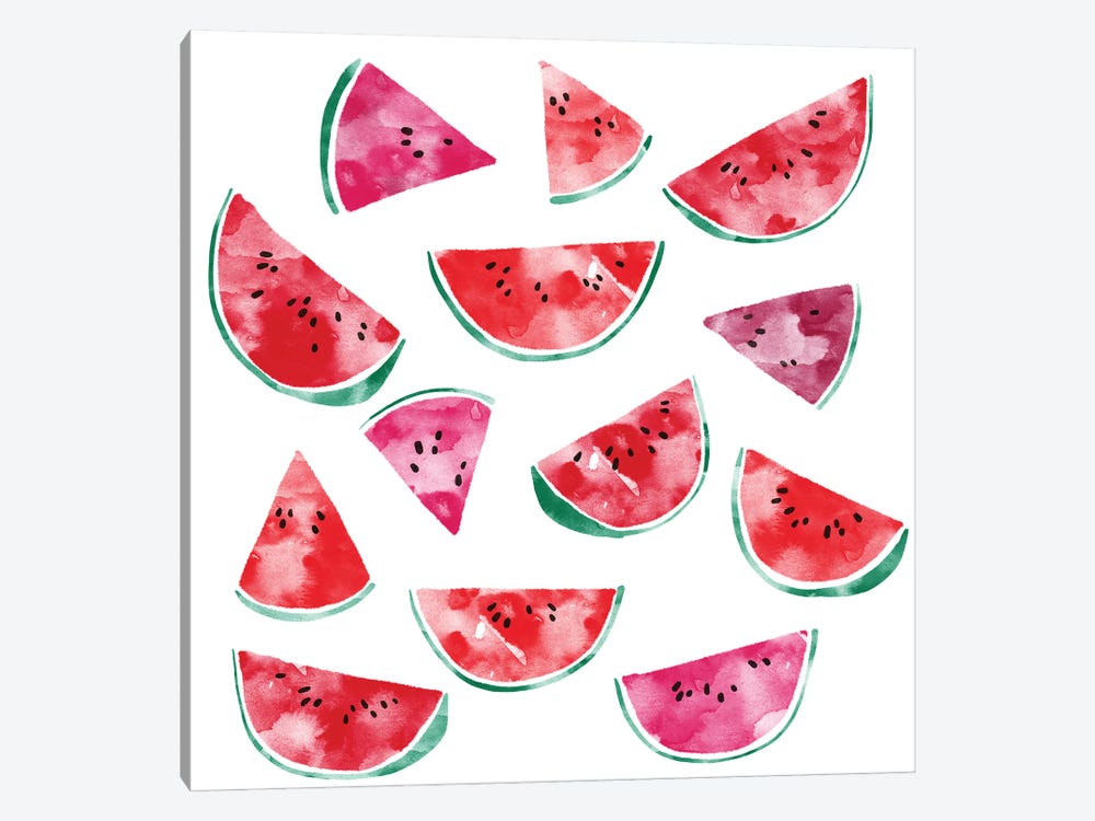 Watermelon Watercolor by Nic Squirrell 1-piece Canvas Wall Art