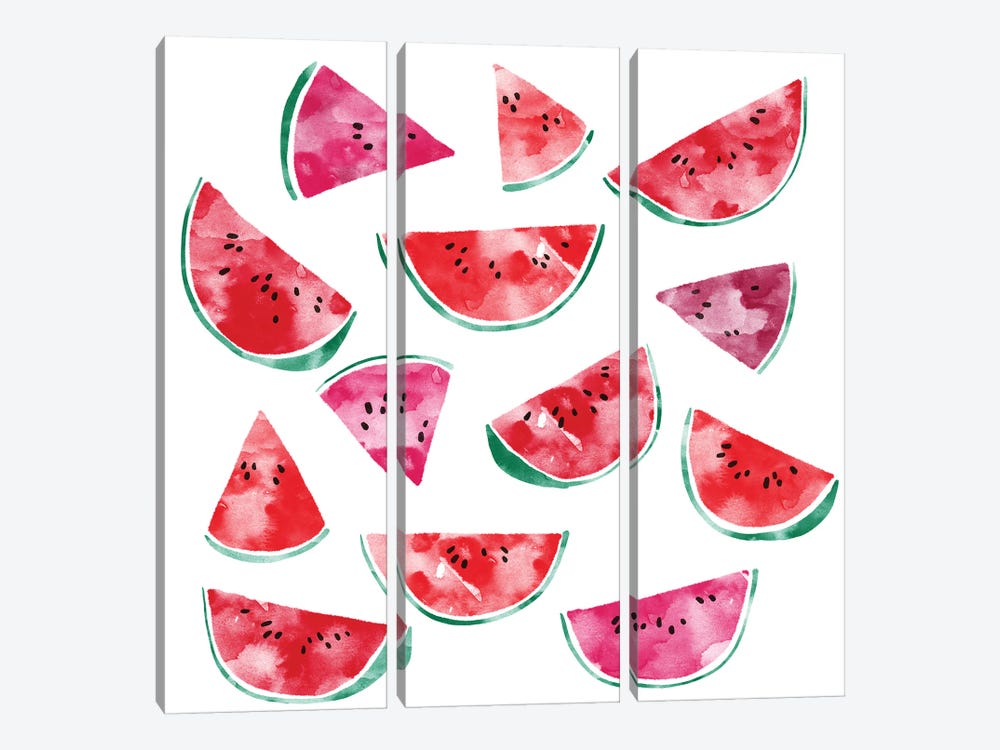 Watermelon Watercolor by Nic Squirrell 3-piece Canvas Wall Art