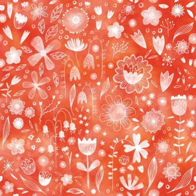 White Flowers On Coral by Nic Squirrell canvas print