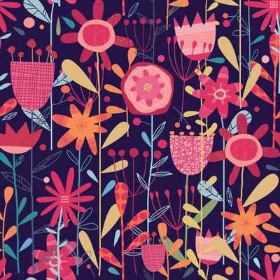 Wild Weeds And Flowers Dark by Nic Squirrell canvas print