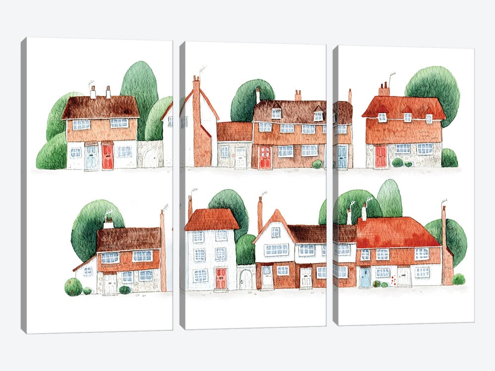 Winchelsea Houses by Nic Squirrell 3-piece Canvas Print