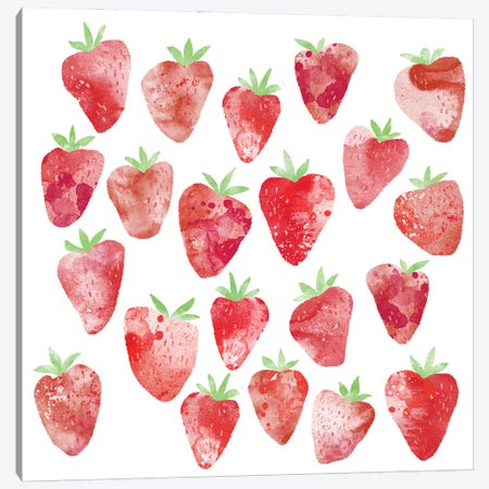 Strawberries Watercolor Painting Canvas Print #NSQ318} by Nic Squirrell Canvas Art Print