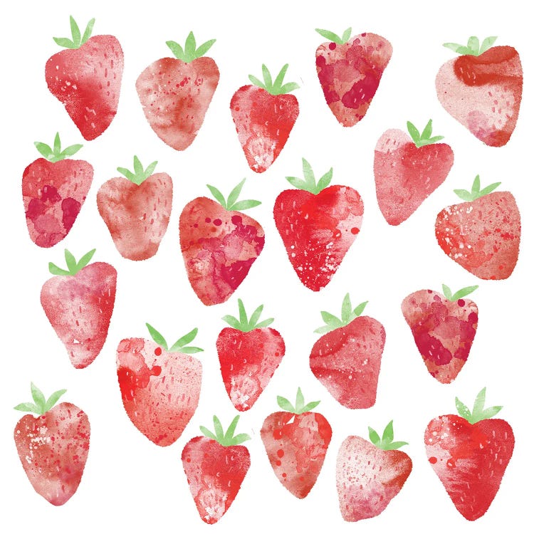 Strawberries Watercolor Painting