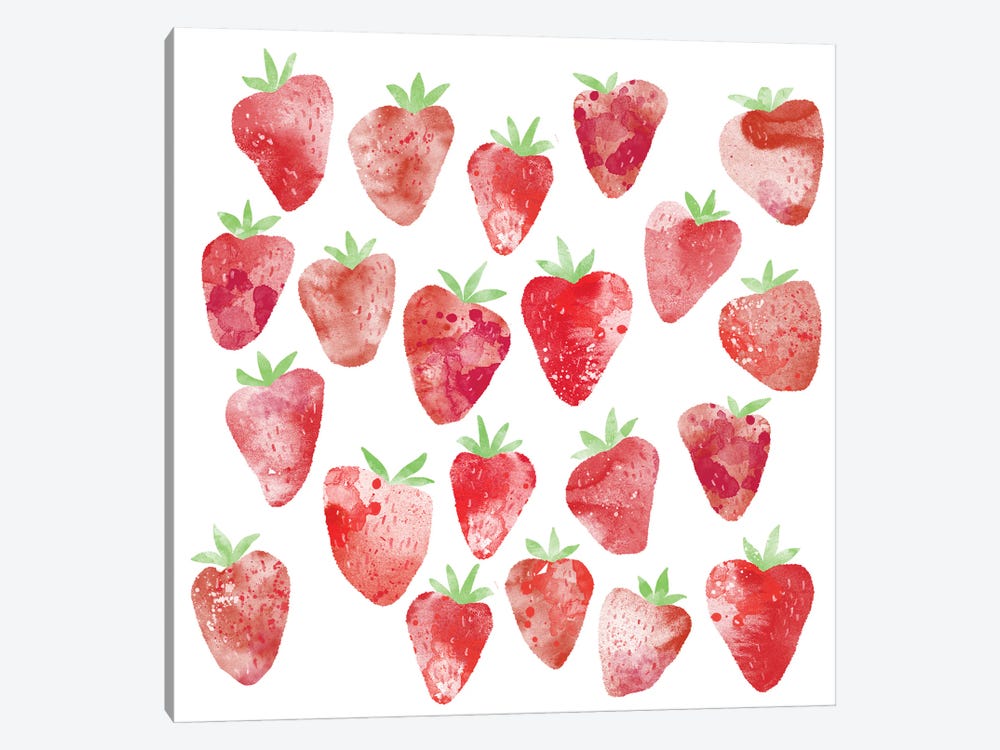 Strawberries Watercolor Painting by Nic Squirrell 1-piece Canvas Artwork
