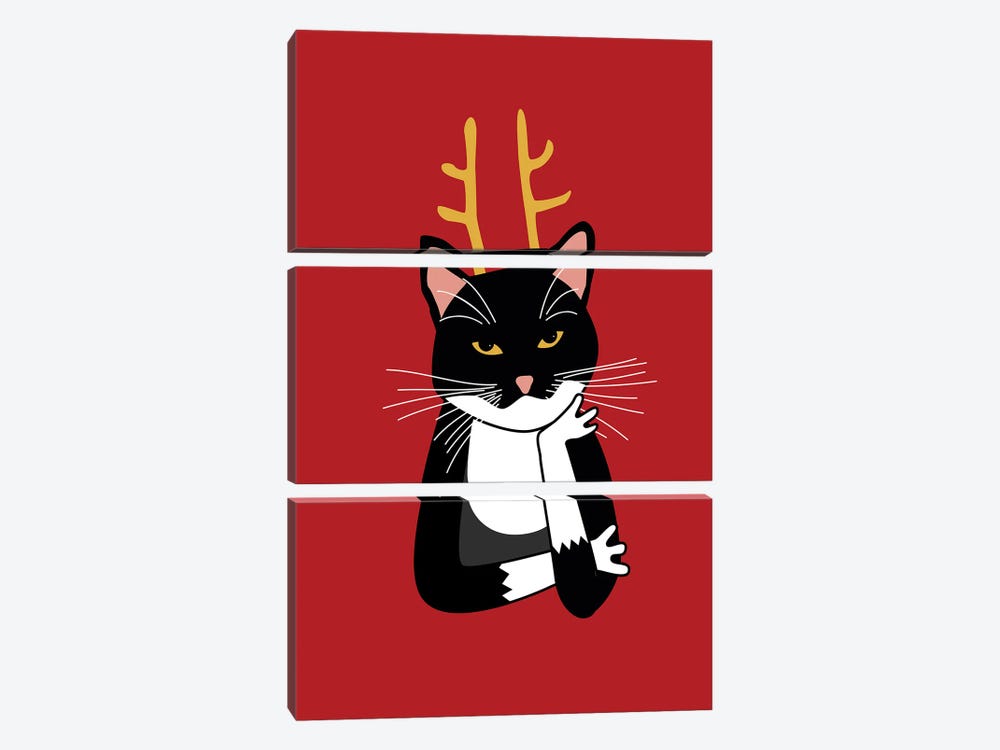 Sarcastic Christmas Cat by Nic Squirrell 3-piece Canvas Print