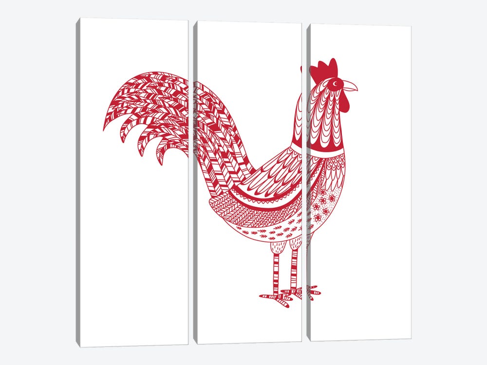 The Most Magnificent Rooster by Nic Squirrell 3-piece Canvas Art Print