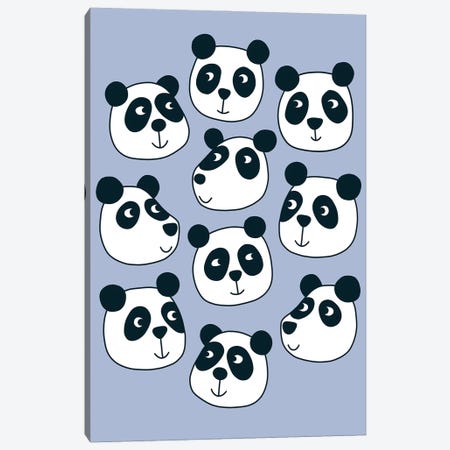 Panda Bears On Periwinkle Blue Canvas Print #NSQ322} by Nic Squirrell Canvas Wall Art