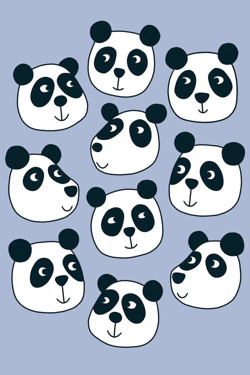 Panda Bears On Periwinkle Blue