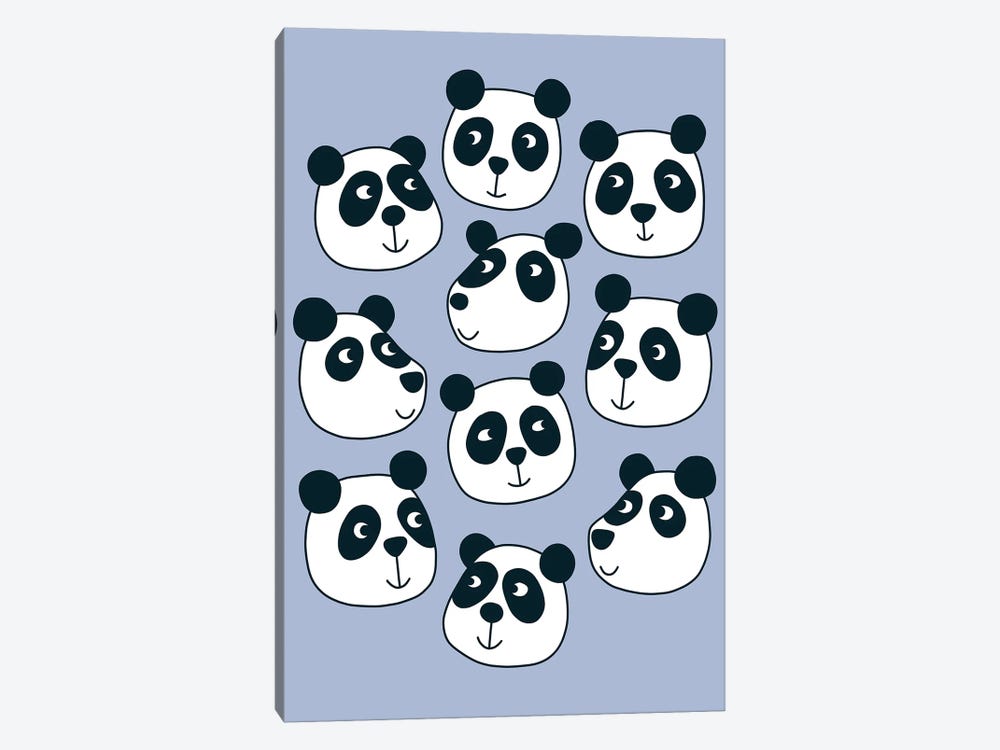 Panda Bears On Periwinkle Blue by Nic Squirrell 1-piece Art Print