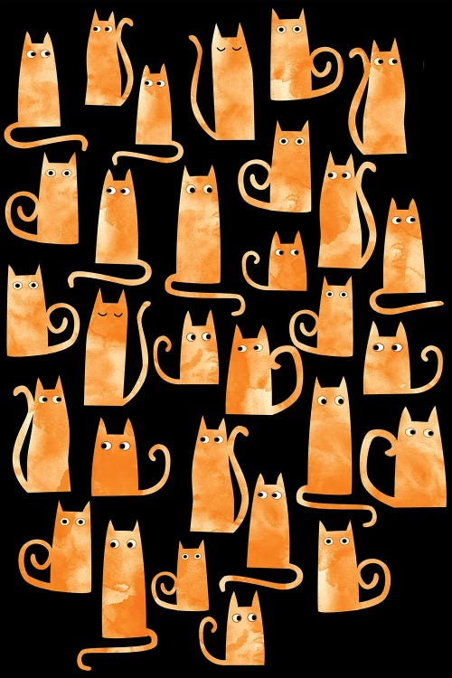 Ginger Cats Watercolor Dark