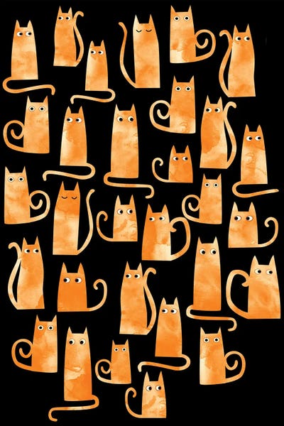 Nic Squirrell: Ginger Cats Watercolor Dark by Nic Squirrell