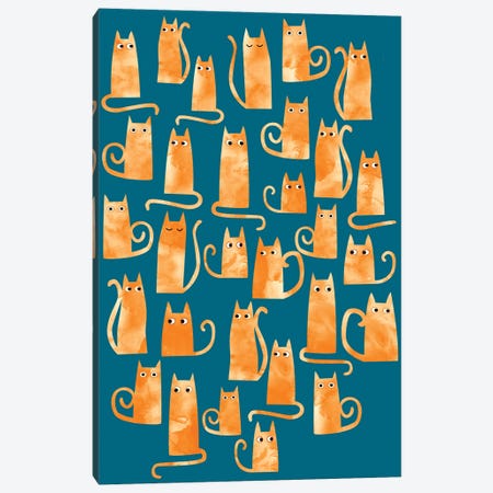Ginger Cats Watercolor Teal Canvas Print #NSQ324} by Nic Squirrell Canvas Print