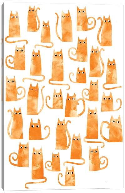 Ginger Cats Watercolor Canvas Art Print - Nic Squirrell