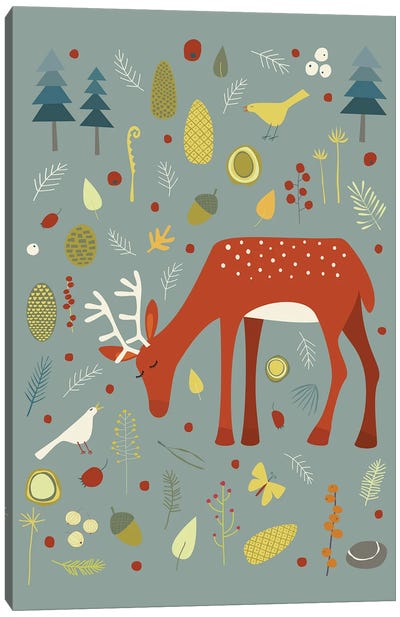 Hello Deer! Canvas Art Print - Mid-Century Modern Animals
