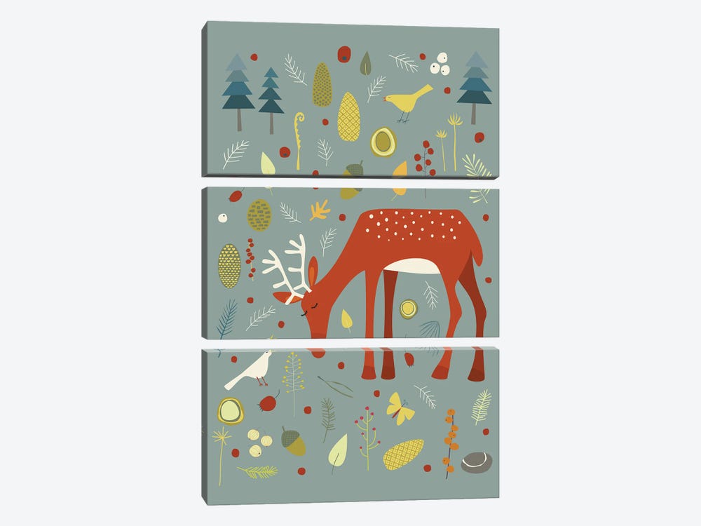 Hello Deer! by Nic Squirrell 3-piece Canvas Wall Art