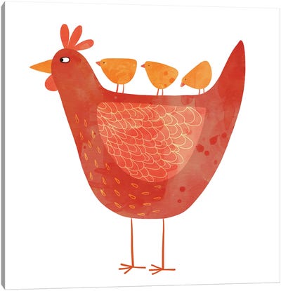 Hen And Chicks Canvas Art Print - Nic Squirrell