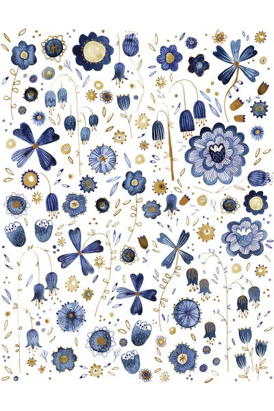 Indigo Flower Mashup by Nic Squirrell multi panel art