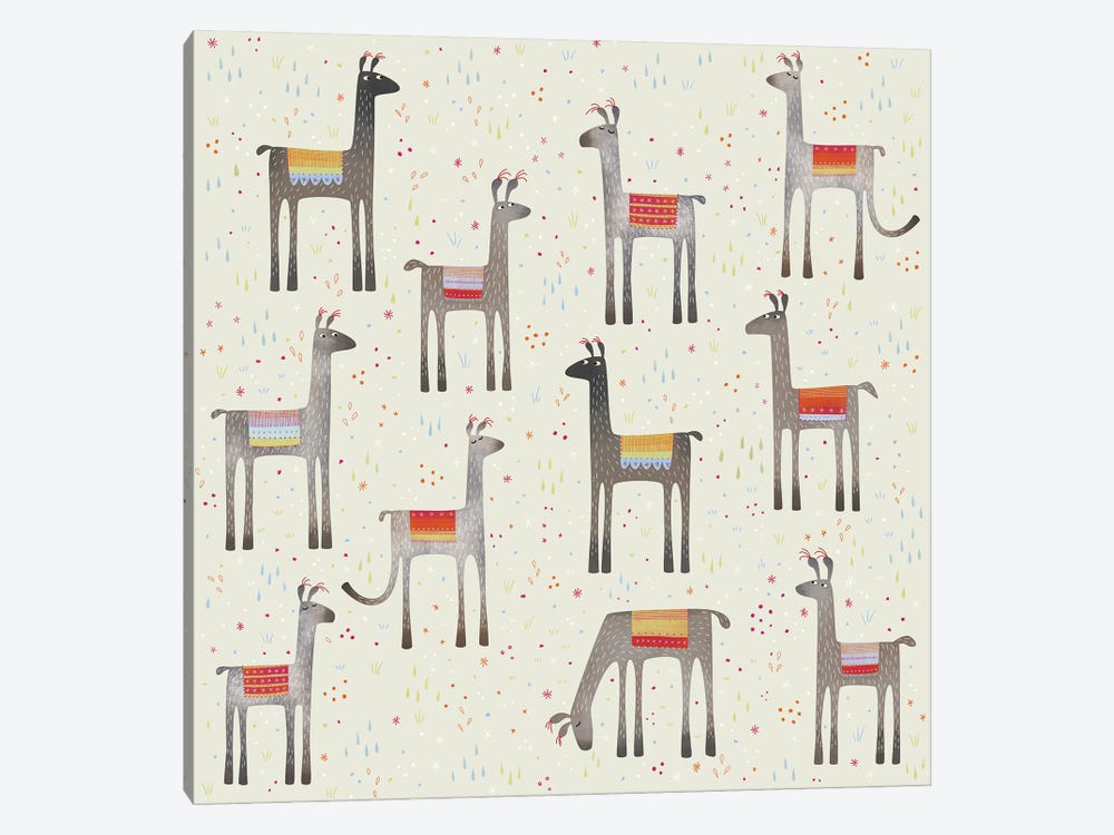 Llamas In A Meadow by Nic Squirrell 1-piece Canvas Art