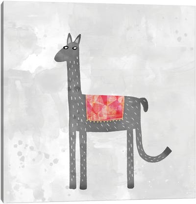 Llama With A Fancy Blanket Canvas Art Print - Llama & Alpaca Art
