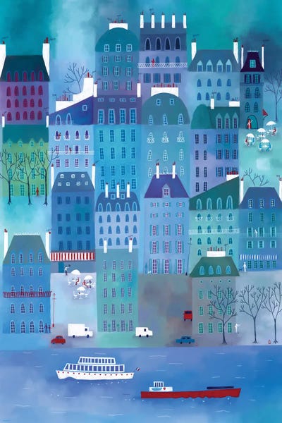 Kids Transportation Art: Paris Blues by Nic Squirrell