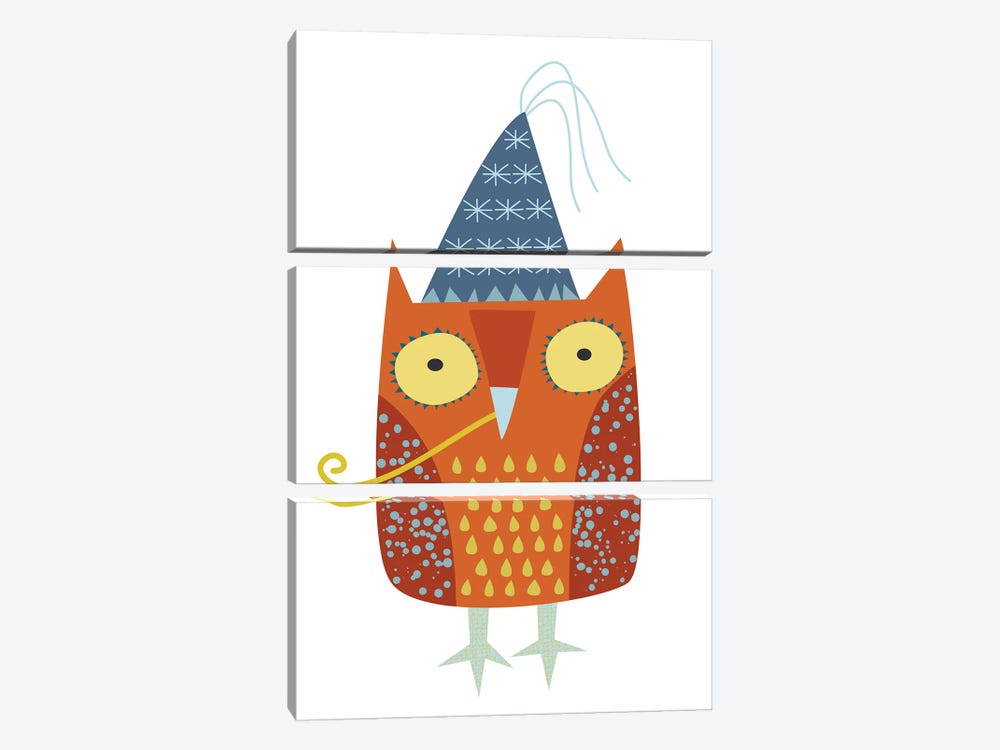 Party Owl by Nic Squirrell 3-piece Canvas Art Print