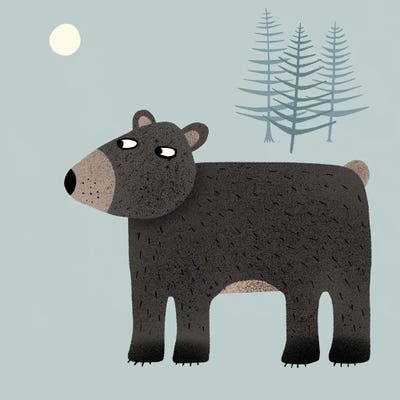 The Bear, The Trees & The Moon by Nic Squirrell framed wall art