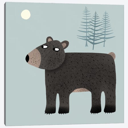 The Bear, The Trees & The Moon Canvas Print #NSQ68} by Nic Squirrell Canvas Art