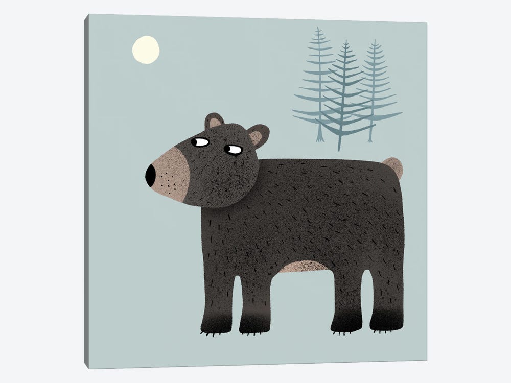 The Bear, The Trees & The Moon by Nic Squirrell 1-piece Art Print