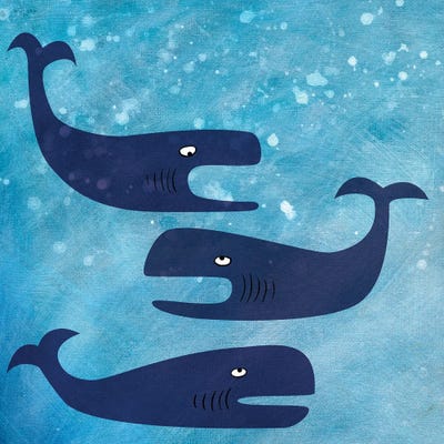 Whales by Nic Squirrell metal wall art