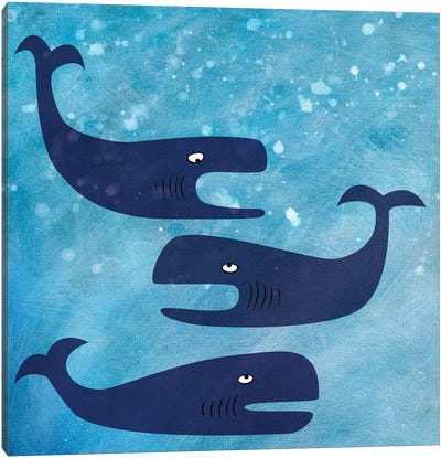 Whales Canvas Art Print - Nic Squirrell