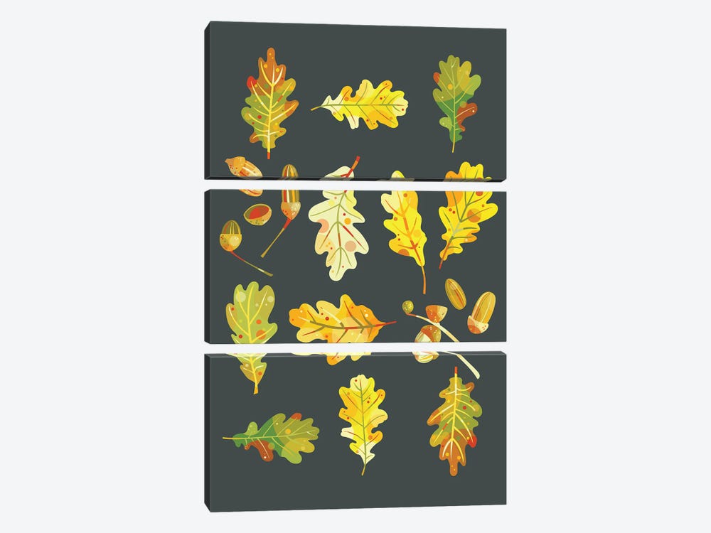 Oak Leaves And Acorns by Nic Squirrell 3-piece Canvas Art