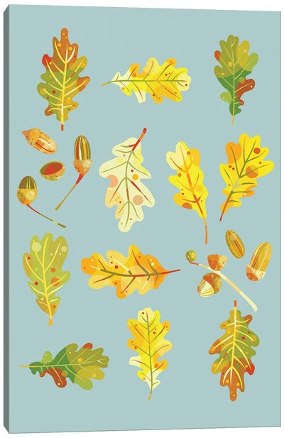 Acorns And Oak Leaves Canvas Art Print - Nic Squirrell