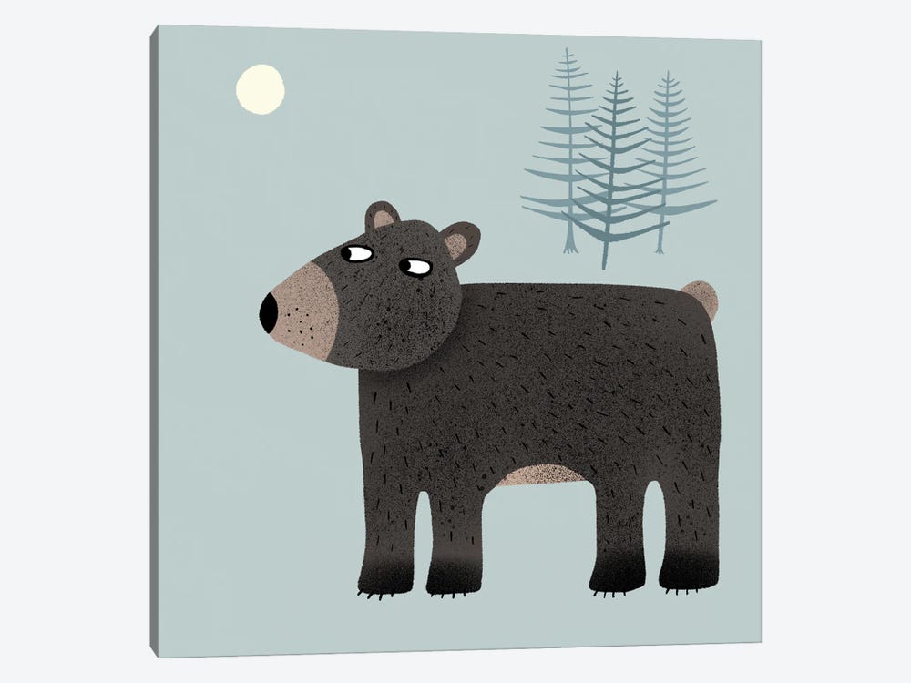 The Bear, The Trees And The Moon by Nic Squirrell 1-piece Canvas Print