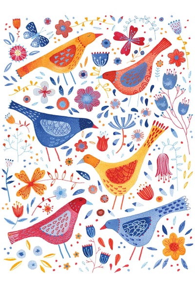 Birds In A Garden by Nic Squirrell multi panel art