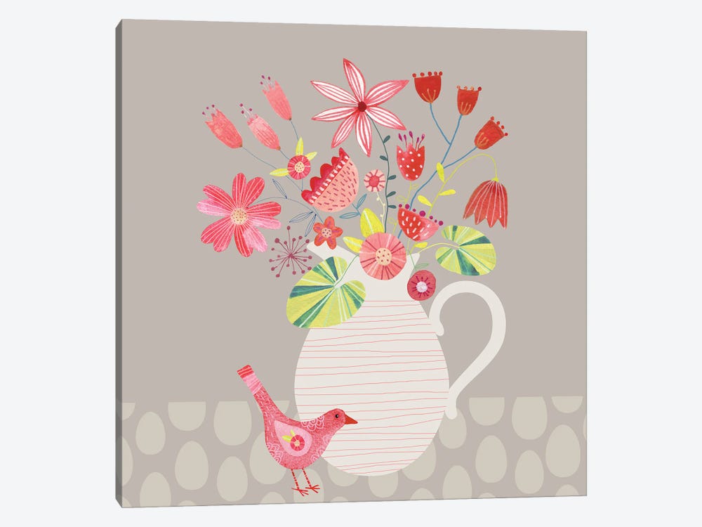 Bird With A Jug Of Flowers by Nic Squirrell 1-piece Canvas Print
