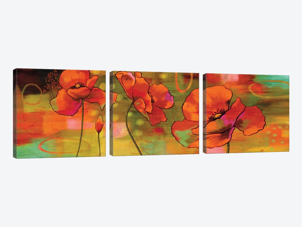 Magical Poppies by Nicole Sutton 3-piece Canvas Print